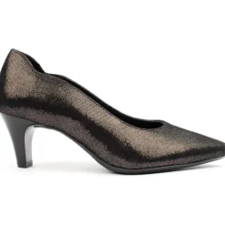 52202 Court Shoe - Black Metallic