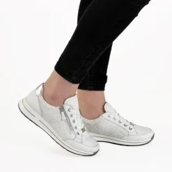 24801 Laced Shoe - White Silver