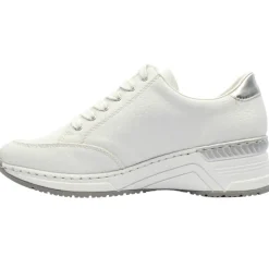 N4322 Laced Wedge Shoe - White Silver