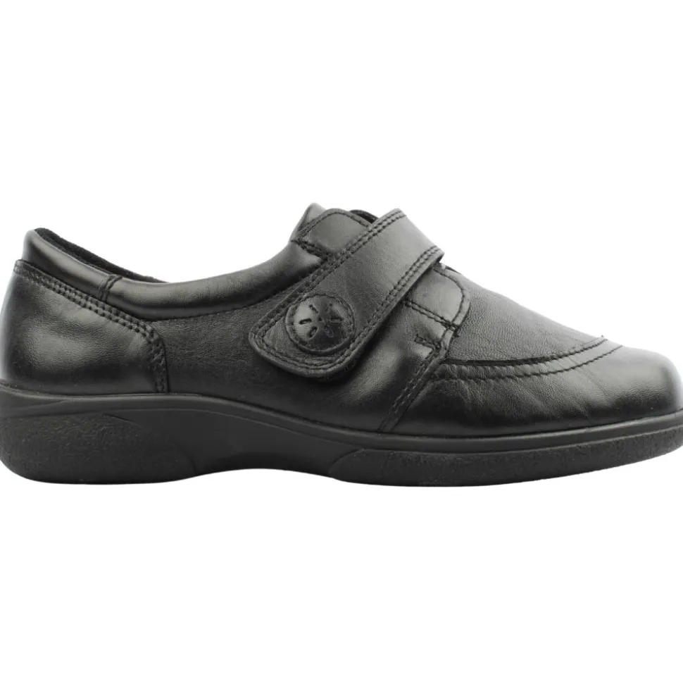 S 78998Owl 2V Wide Fit Velcro Shoe - Black