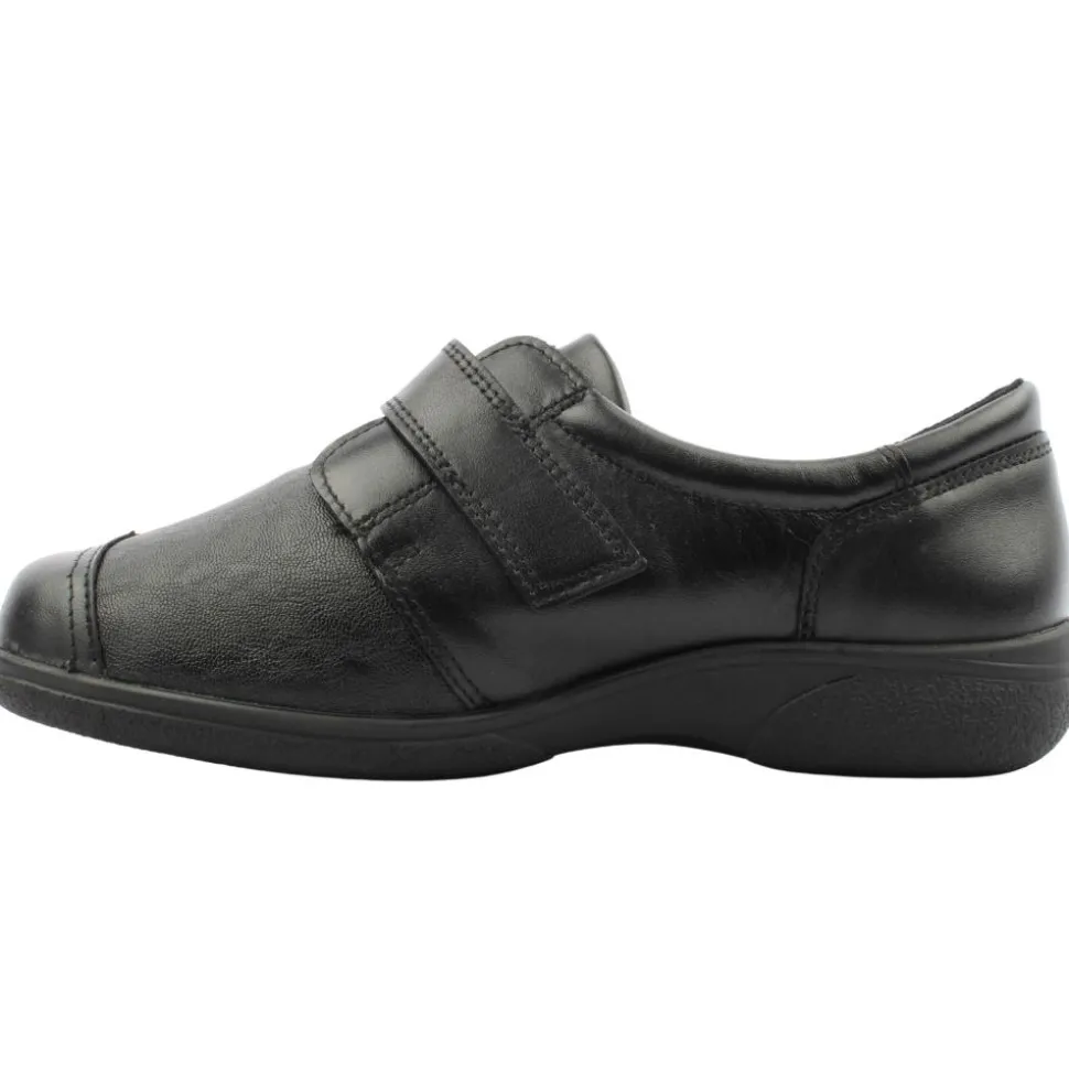 S 78998Owl 2V Wide Fit Velcro Shoe - Black
