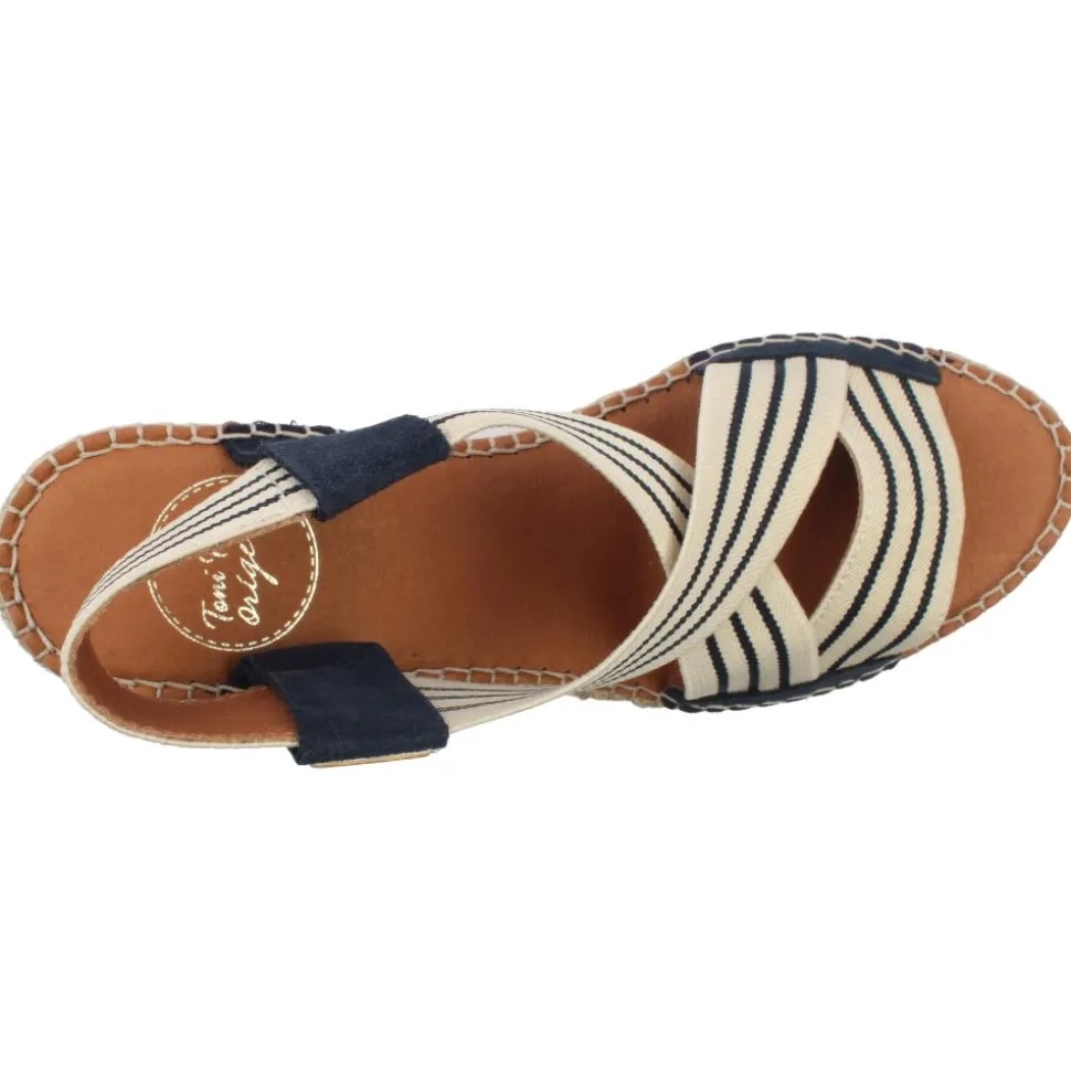 Tina Sandal - Navy/Beige