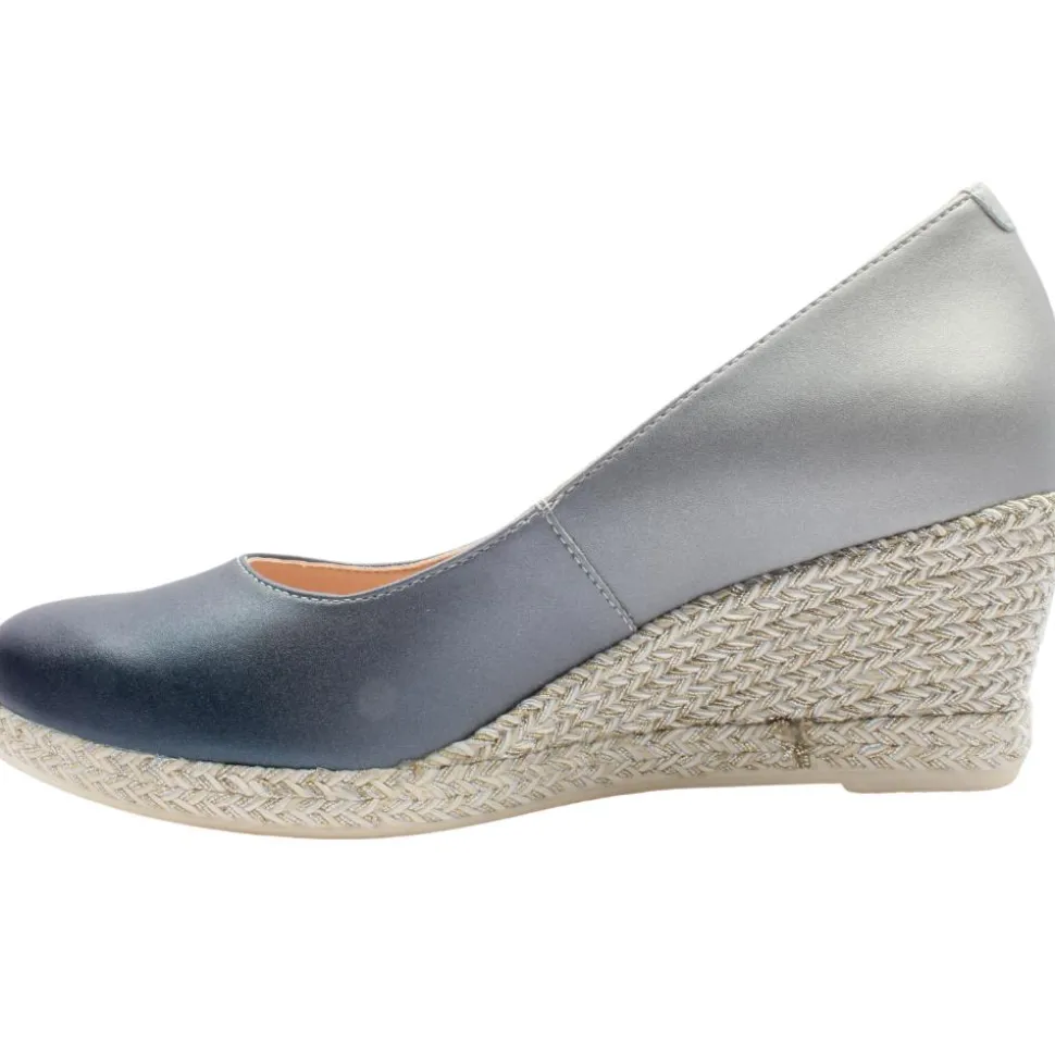 Wedge Shoe 6019 - Navy Silver
