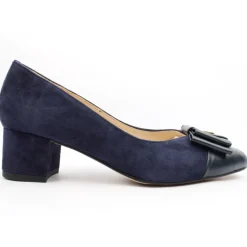 7909 415 Bow Low Court Shoe - Navy Leather