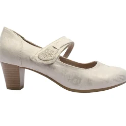 24464 Heeled Strap Shoe - Beige Gold