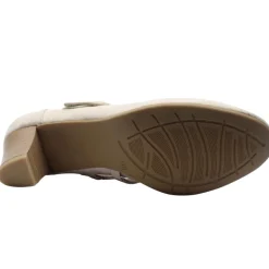 24464 Heeled Strap Shoe - Beige Gold