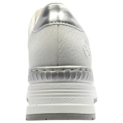 N4322 Laced Wedge Shoe - White Silver