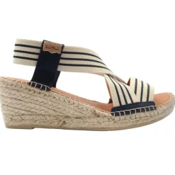 Tina Sandal - Navy/Beige