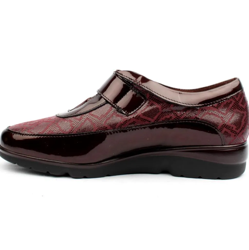 5303 Wedge Velcro Shoe - Burgundy